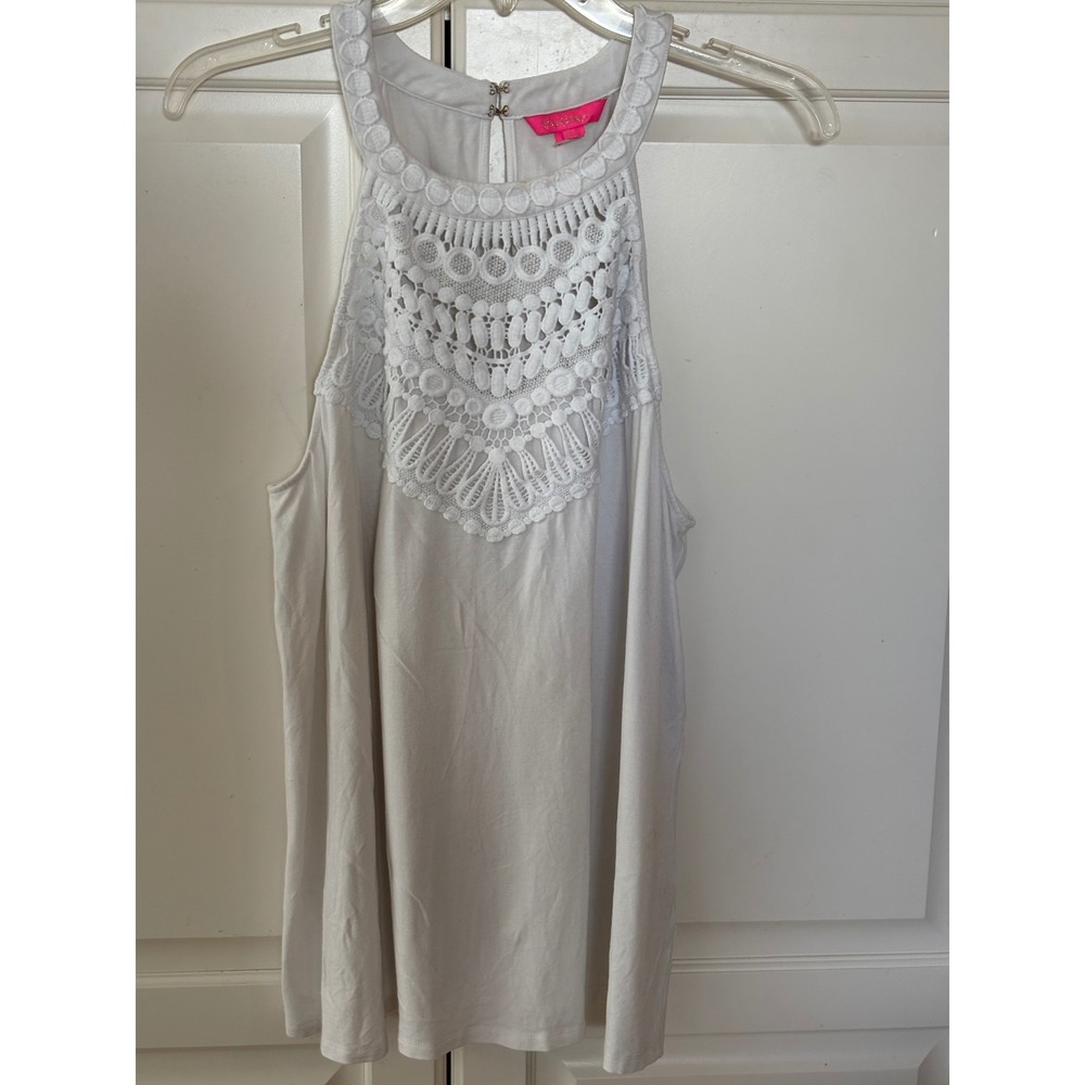 Lilly Pulitzer White Crochet Lace Halter Top Sleeveless Blouse XL